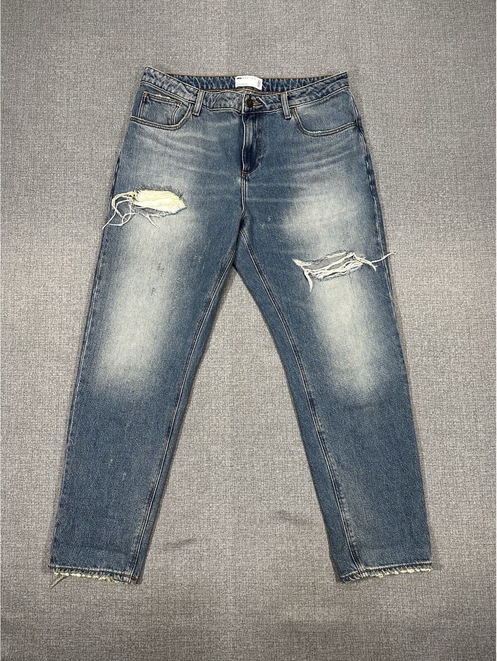 ASOS Design Men’s Distressed Slim Straight Jeans Blue Denim W33 L27